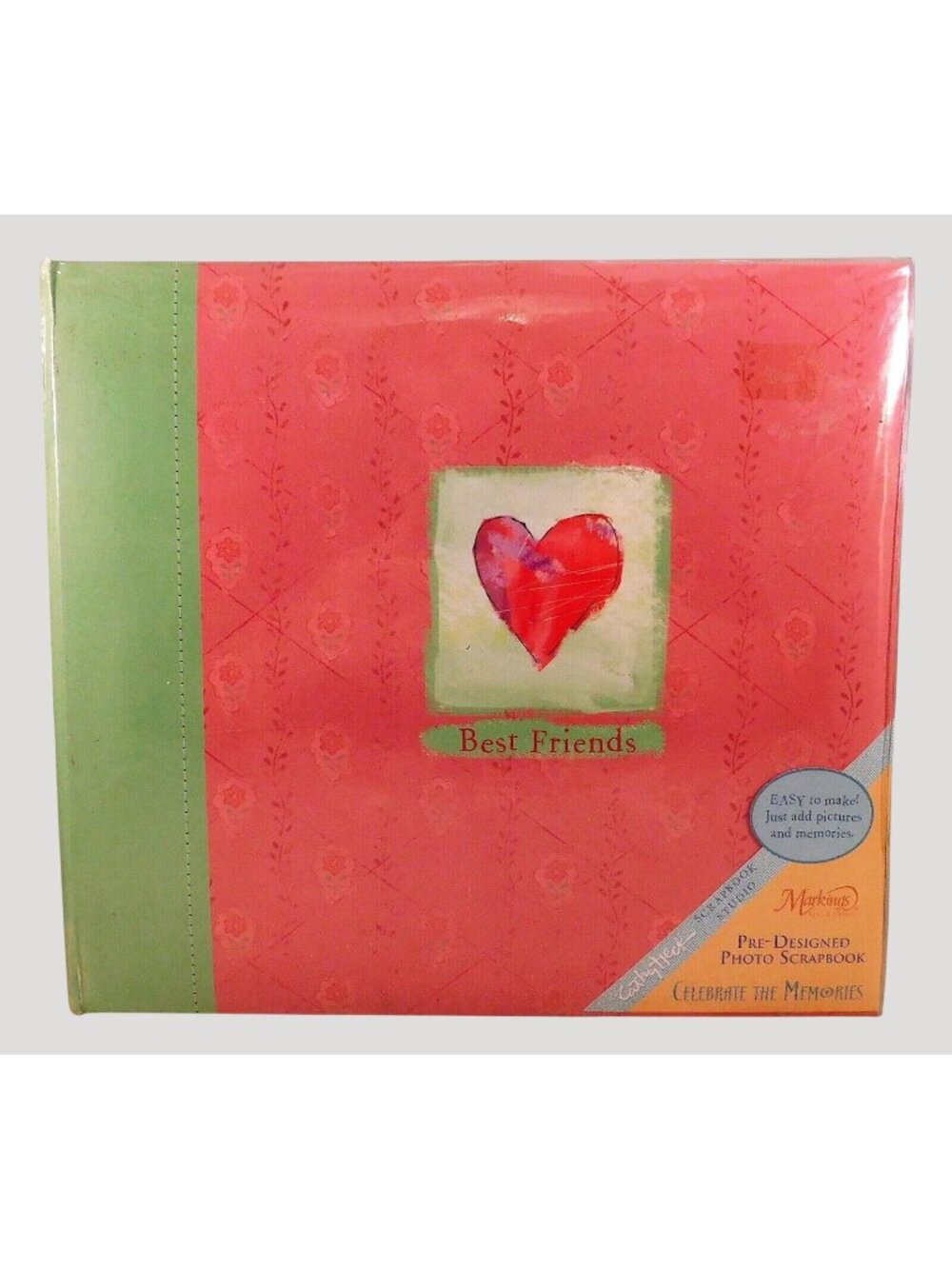 Best Friends 8" x 8" Scrapbook Photo Album Red Pre-Designed Pages Cathy Heck